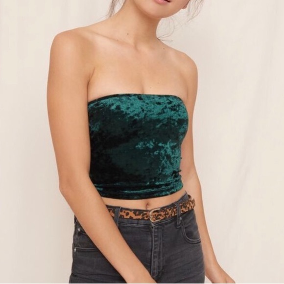 Garage Forest Green Velour Tube Top - Picture 4 of 4